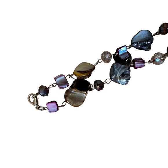 Long Mother of Pearl Beachy Boho Y2K Beaded Necklace - Picture 3 of 6